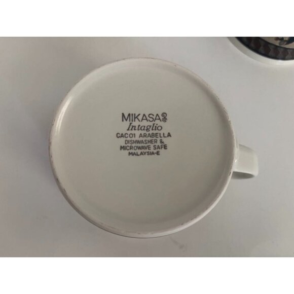 MIKASA Intaglio Arabella Tulip Design 8 oz. Flat Coffee Tea Mugs Set of 5 - Picture 5 of 7
